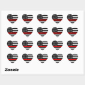 Thin Red Line American Flag Black en White Hart Sticker (Vel)