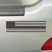 Thin Red Line American Flag Bumpersticker (Op auto)