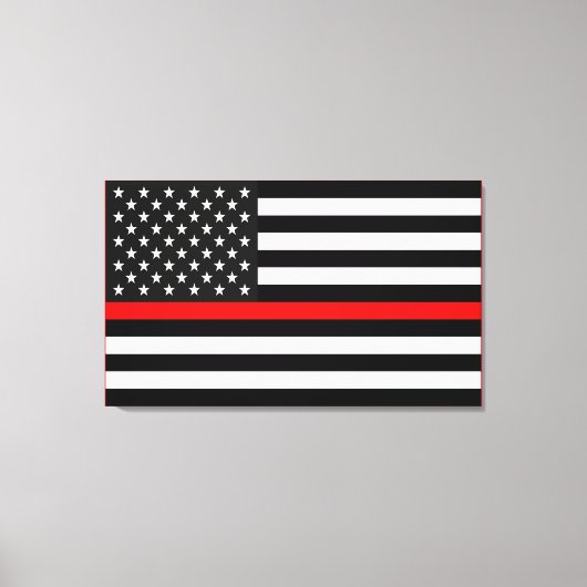 Thin Red Line American Flag Canvas Afdruk (Voorkant)