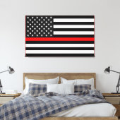 Thin Red Line American Flag Canvas Afdruk (Insitu (Slaapkamer))