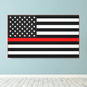 Thin Red Line American Flag Canvas Afdruk (Insitu (Houten vloer))