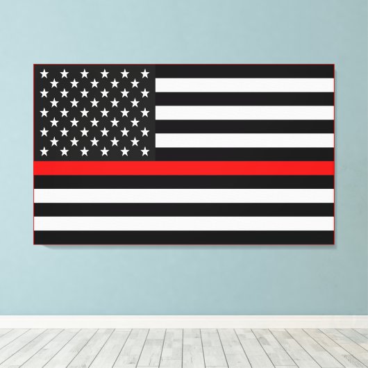 Thin Red Line American Flag Canvas Afdruk (Insitu (Houten vloer))