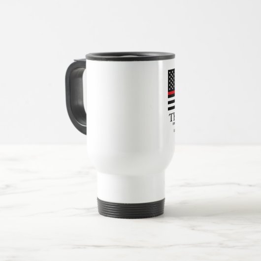 Thin Red Line American Flag Custom Dank je Reisbeker (Voorkant links)