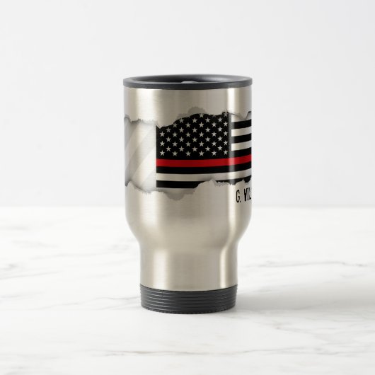 Thin Red Line American Flag Custom Name Reisbeker (Center)