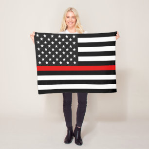 Thin Red Line American Flag Fleece Deken