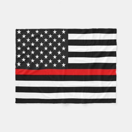 Thin Red Line American Flag Fleece Deken (Voorkant (Horizontaal))