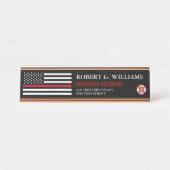 Thin Red Line American Flag Gepersonaliseerd Bureau Naambordje (Voorkant)