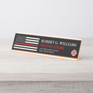Thin Red Line American Flag Gepersonaliseerd Bureau Naambordje