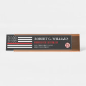 Thin Red Line American Flag Gepersonaliseerd Bureau Naambordje (Voorkant)
