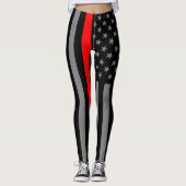 Thin Red Line American Flag grafische modus op Leggings (Voorkant)