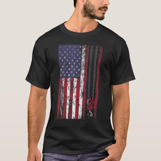 Thin Red Line American Flag Job Patriotic Crane op T-shirt (Voorkant)