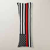Thin Red Line American Flag Lichaamskussen (Voorkant Verticaal)