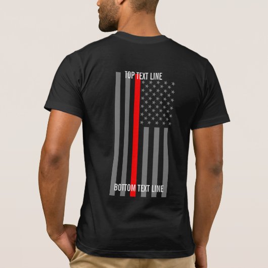 Thin Red Line American Flag met tekst T-shirt (Achterkant)