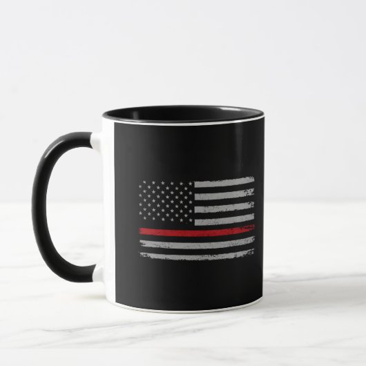 Thin Red Line American Flag mug_ firefighter Gift Mok (Links)