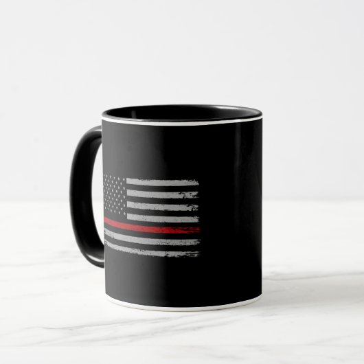 Thin Red Line American Flag mug_ firefighter Gift Mok (Voorkant links)