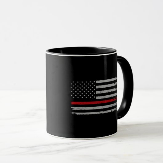 Thin Red Line American Flag mug_ firefighter Gift Mok (Voorkant rechts)