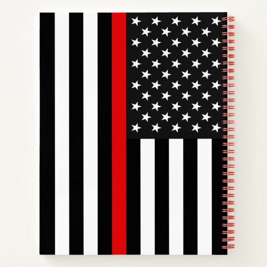 Thin Red Line American Flag Notitieboek (Achterkant)