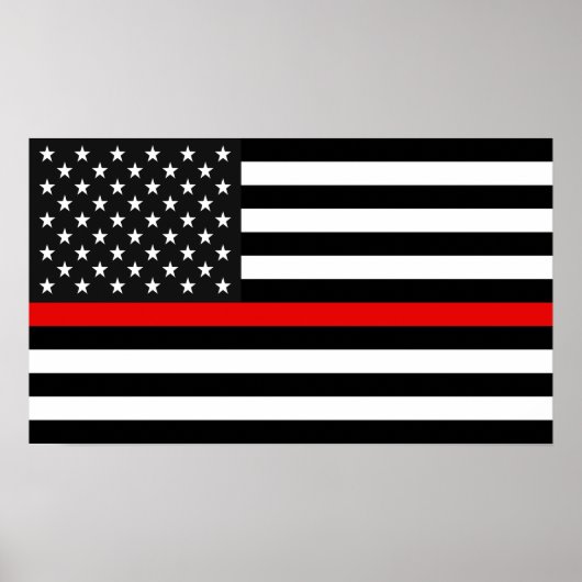 Thin Red Line American Flag Poster (Voorkant)