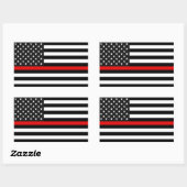Thin Red Line American Flag Rechthoekige Sticker (Vel)