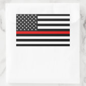 Thin Red Line American Flag Rechthoekige Sticker (Tas)