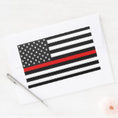 Thin Red Line American Flag Rechthoekige Sticker (Envelop)