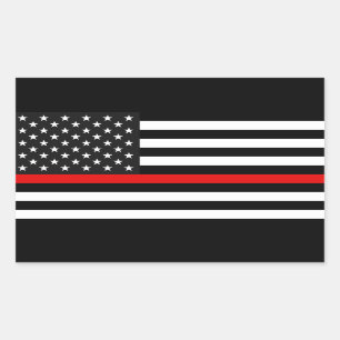 Thin Red Line American Flag Rechthoekige Sticker