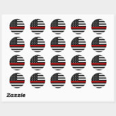 Thin Red Line American Flag Ronde Sticker (Vel)