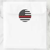 Thin Red Line American Flag Ronde Sticker (Tas)
