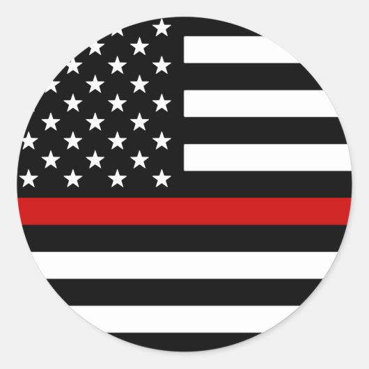 Thin Red Line American Flag Ronde Sticker (Voorkant)