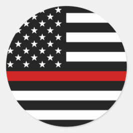 Thin Red Line American Flag Ronde Sticker