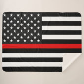 Thin Red Line American Flag Sherpa Deken (Voorkant (horizontaal))