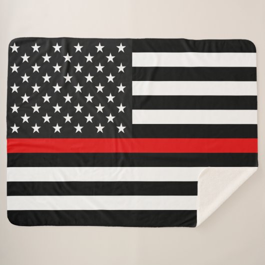 Thin Red Line American Flag Sherpa Deken (Voorkant (horizontaal))
