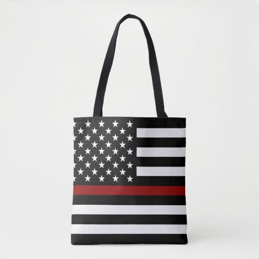 Thin Red Line American Flag Tote Bag (Voorkant)