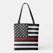 Thin Red Line American Flag Tote Bag (Achterkant)
