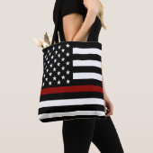 Thin Red Line American Flag Tote Bag (Dichtbij)