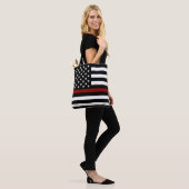 Thin Red Line American Flag Tote Bag (Op model)