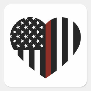 Thin Red Line American Flag Vierkante Sticker