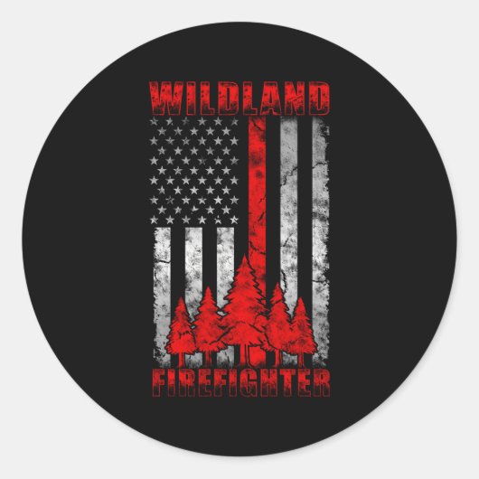 Thin Red Line American Flag Wildland Firefighter Ronde Sticker (Voorkant)