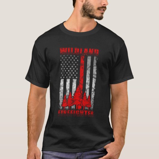 Thin Red Line American Flag Wildland Firefighter T-shirt (Voorkant)
