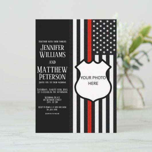 Thin Red Line Badge Photo Insert Kaart (Staand voorkant)