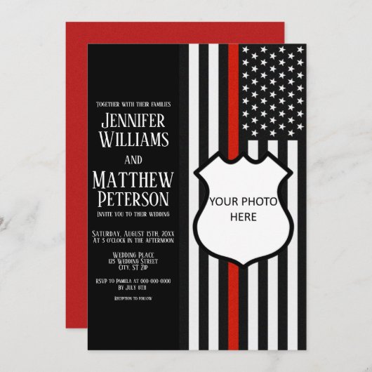 Thin Red Line Badge Photo Insert Kaart (Voorkant / Achterkant)