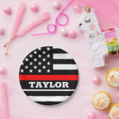 Thin Red Line bord, VS gepersonaliseerde brandweer Papieren Bordje (Feest)