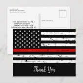Thin Red Line Brandweer Brandweerman Dank u Briefkaart (Voorkant / Achterkant)