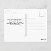 Thin Red Line Brandweer Brandweerman Dank u Briefkaart (Achterkant)