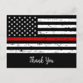 Thin Red Line Brandweer Brandweerman Dank u Briefkaart (Voorkant)