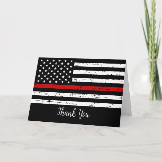 Thin Red Line Brandweer Brandweerman Dank u Kaart (Voorkant)