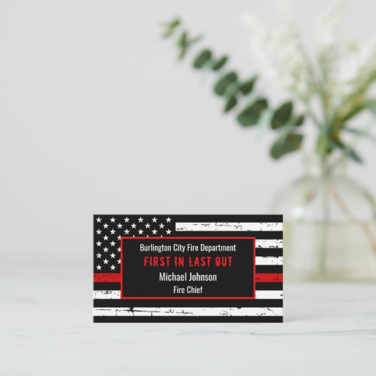 Thin Red Line Brandweerafdeling Visitekaartje (Staand voorkant)