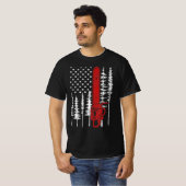 Thin Red Line Chainzaag Wood Fireman Firefighter T-shirt (Voorkant volledig)