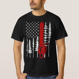 Thin Red Line Chainzaag Wood Fireman Firefighter T-shirt