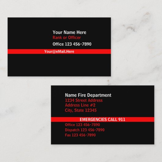 Thin Red Line Contact Visitekaartje (Voorkant / Achterkant)